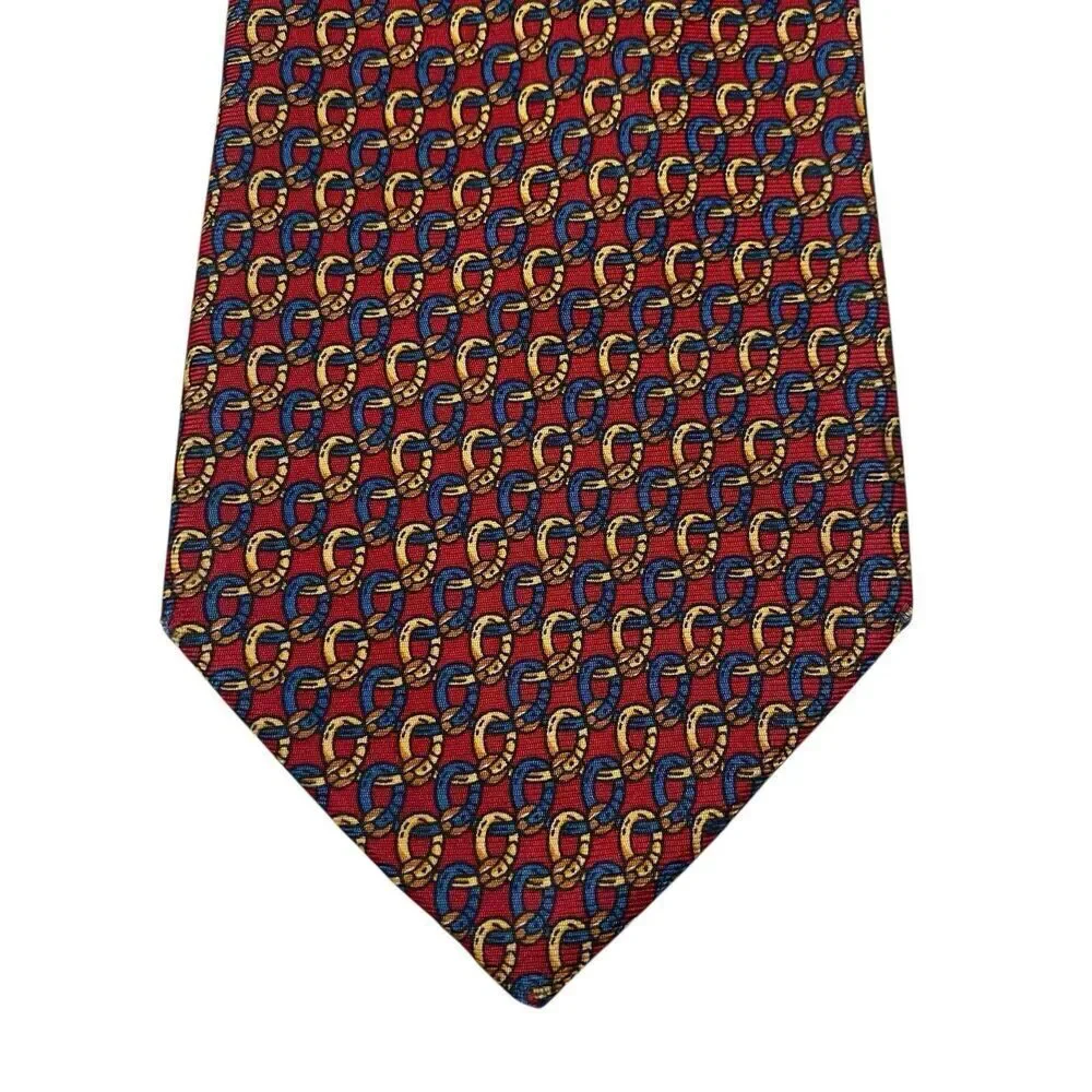 Brooks Brothers Makers Tie Men's Necktie Silk Chain Red Blue Yellow
